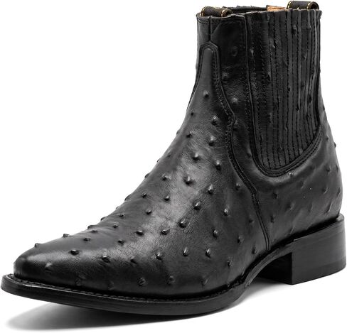 Western Shops Mens Leather Cowboy Boots Ostrich Print Short Ankle Western J Toe Boot in Kuwait