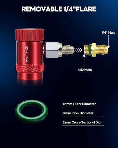 R1234yf Quick Couplers Kit, R1234yf Adapter Tool with Self-Sealing and Puncture Can Tap, HP/LP R1234yf Adapter with Valve Core Remover for 1/4" and 1/2" HVAC Charging Hoses, Car AC Repair in Saudi Arabia