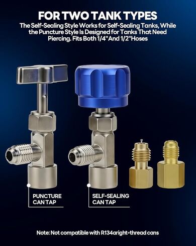 R1234yf Quick Couplers Kit, R1234yf Adapter Tool with Self-Sealing and Puncture Can Tap, HP/LP R1234yf Adapter with Valve Core Remover for 1/4" and 1/2" HVAC Charging Hoses, Car AC Repair in Saudi Arabia