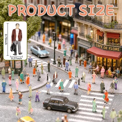 Hiawbon 1:87 HO 50 Pcs Mini People Figurines Miniature People Figurines in Kuwait