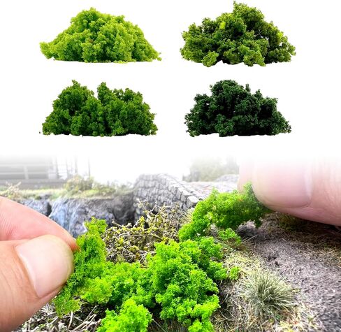 Sponge Shrub Foliage Model Railroad Scenery Kit, Hand Tearing Mini Tree Bush Cluster for Diorama, Fake Grass Powder for Crafts, Miniature Landscape Train Terrain Decoration, Ages 14+，Sponge 3 in Saudi Arabia
