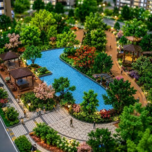 Miniature Diorama Kit - 17Pcs Model Trees, Stones & Bridge for DIY Scenery in Kuwait