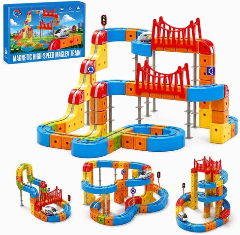 Electric Train Set for Kids, Race Track Car STEM Kit (170 Pcs) in Kuwait
