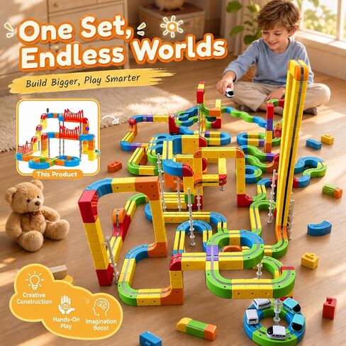 Electric Train Set for Kids, Race Track Car STEM Kit (170 Pcs) in Kuwait