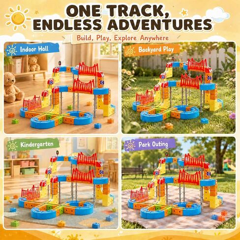 Electric Train Set for Kids, Race Track Car STEM Kit (170 Pcs) in Kuwait