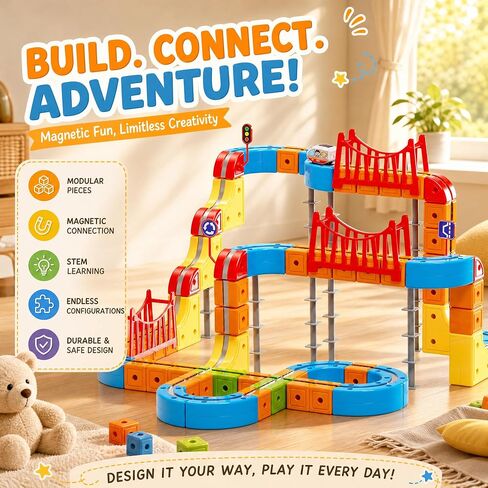 Electric Train Set for Kids, Race Track Car STEM Kit (170 Pcs) in Kuwait