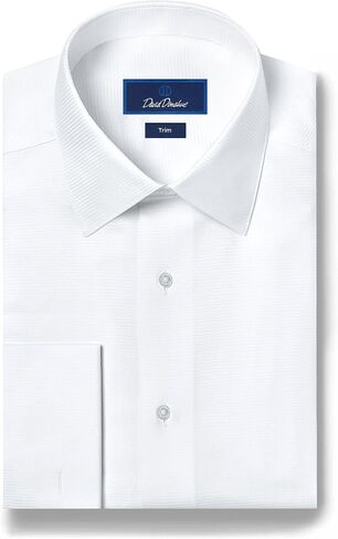 David Donahue Men's Horizontal Rib Solid Trim Fit Formal Tuxedo Shirt - White in Kuwait