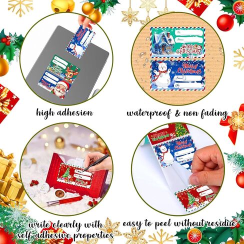 Famoby 300pcs/pack Christmas Gift Tags Name Gift Label Sticker Self-Adhesive Labels Stickers (2.95 x 1.6 inch) for Christmas Presents Decoration Christmas Gift Bags for Women Men in Saudi Arabia