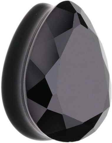 Faceted Single Side Glass Double Flared Tear Drop Ear Gauge Plug in Kuwait