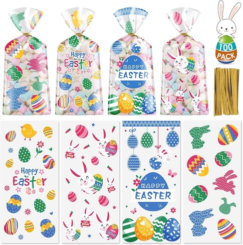 50 Pack Halloween Treat Bags - Plastic Halloween Goodie Bags, Happy Halloweens Candy Bag, Trick or Treat Snack Gift Cellophane Bags with Twist Ties for Kids Hallowen Party Birthday Supplies Favors in Saudi Arabia