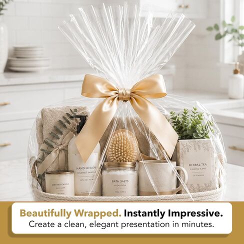 Clear Cellophane Wrap Roll 31.5 in x 120 ft - 3 Mil Thick Gift Basket Wrap Cellophane, Cello Wrap Clear Gift Wrap Paper for Baskets, Bouquets, Treat Trays & Hampers, Papel Celofan (Folded to 16 in) in Saudi Arabia
