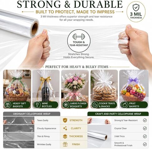 Craft and Party Super Clear Cellophane Wrap Roll (40" X 100ft) in Saudi Arabia