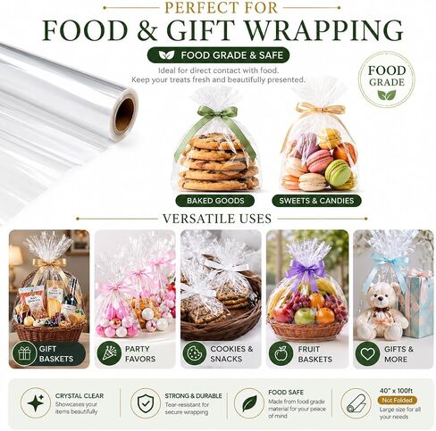 Craft and Party Super Clear Cellophane Wrap Roll (40" X 100ft) in Saudi Arabia