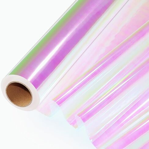 SYOGUA 82 Ft x 17 In Cellophane Roll Extra Wide Iridescent Cellophane Wrap Gift Baskets Wrapping Plastic for Basket, Treats, DIY Crafts, Birthday Gifts in Saudi Arabia