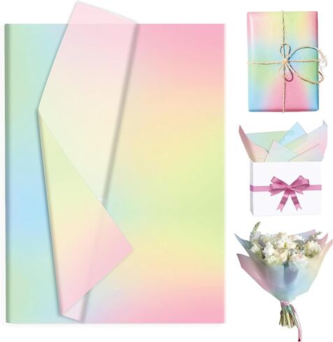 100 Sheets Pink-Blue Gradient Tissue Paper Bulk - 14x20 Inches Pastel Turquoise Starry Sky Galaxy Gift Wrapping Tissue for Baby Shower, Birthday Party, Wedding Decor, Gift Packaging, DIY Crafts & Arts in Saudi Arabia