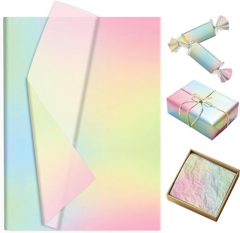 100 Sheets Pink-Blue Gradient Tissue Paper Bulk - 14x20 Inches Pastel Turquoise Starry Sky Galaxy Gift Wrapping Tissue for Baby Shower, Birthday Party, Wedding Decor, Gift Packaging, DIY Crafts & Arts in Saudi Arabia