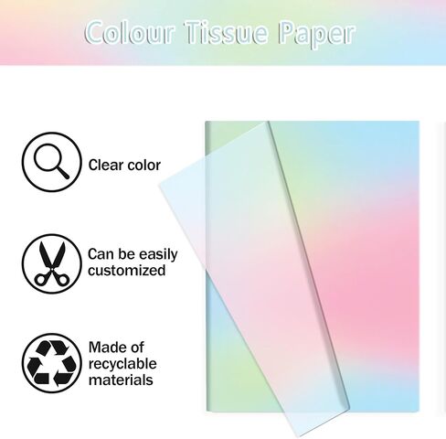 100 Sheets Pink-Blue Gradient Tissue Paper Bulk - 14x20 Inches Pastel Turquoise Starry Sky Galaxy Gift Wrapping Tissue for Baby Shower, Birthday Party, Wedding Decor, Gift Packaging, DIY Crafts & Arts in Saudi Arabia