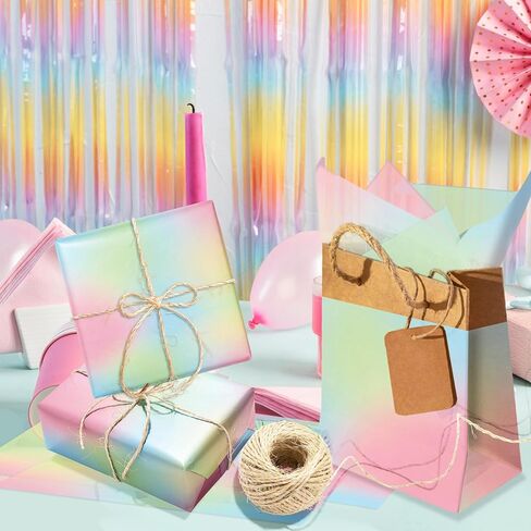 100 Sheets Pink-Blue Gradient Tissue Paper Bulk - 14x20 Inches Pastel Turquoise Starry Sky Galaxy Gift Wrapping Tissue for Baby Shower, Birthday Party, Wedding Decor, Gift Packaging, DIY Crafts & Arts in Saudi Arabia