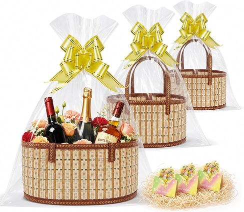 Erlsig 2 Set Baskets for Gifts Empty, Woven Bamboo Gift Basket Kit in Kuwait