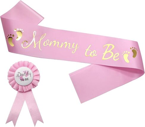 MILVOWOC 2 Pack Baby Shower Sash Set - Champagne Satin in Kuwait