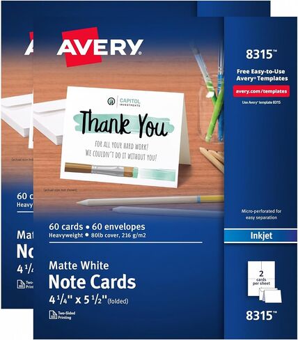 Avery® Note Cards, 4.25" x 5.5", Matte White, Inkjet, 60 Cards in Kuwait