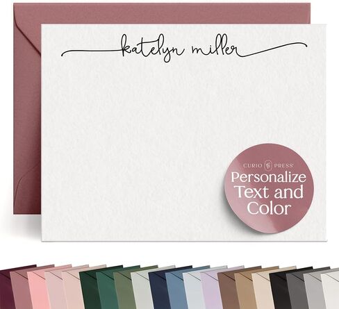 Curio Press Personalized Stationery for Women & Men, Swash Script Flat in Saudi Arabia