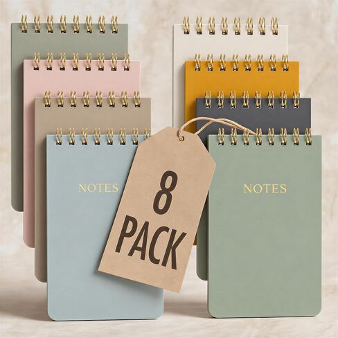 Aesthetic Pocket Notebooks Set Of 8 - Small 3x5 Spiral Notepads for Women in Kuwait