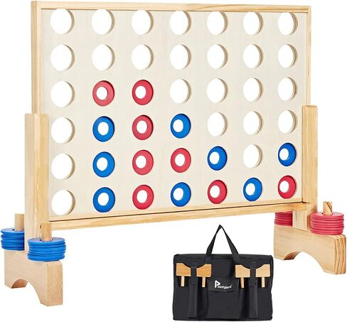 Giant 4 in a Row Game, Wooden 2.8Ft Outdoor Yard Game for Family in Kuwait