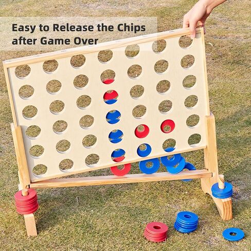 Giant 4 in a Row Game, Wooden 2.8Ft Outdoor Yard Game for Family in Kuwait