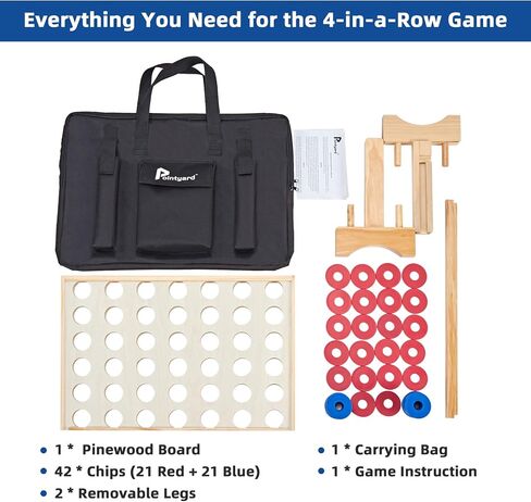 Giant 4 in a Row Game, Wooden 2.8Ft Outdoor Yard Game for Family in Kuwait