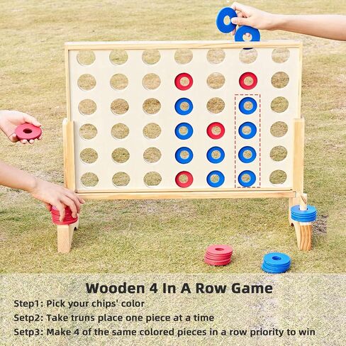 Giant 4 in a Row Game, Wooden 2.8Ft Outdoor Yard Game for Family in Kuwait