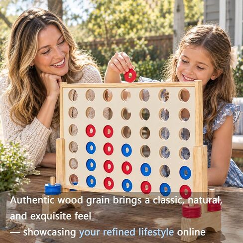 Giant 4 in a Row Game, Wooden 2.8Ft Outdoor Yard Game for Family in Kuwait