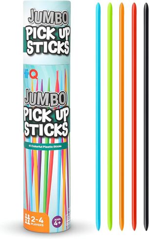 Hi-Q Jumbo Pick Up Sticks Game: 41 Brightly Colored Plastic 9.5" Pick up Sticks in Storage Can, for All Ages! in Kuwait