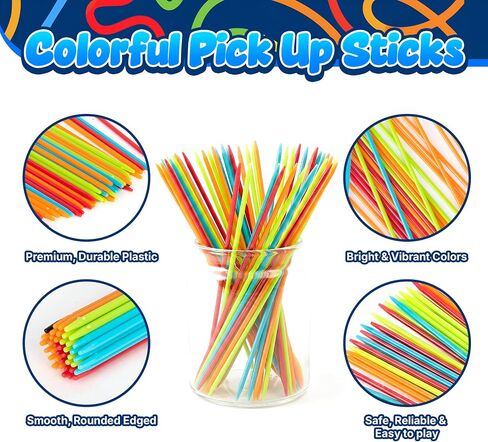 Hi-Q Jumbo Pick Up Sticks Game: 41 Brightly Colored Plastic 9.5" Pick up Sticks in Storage Can, for All Ages! in Kuwait