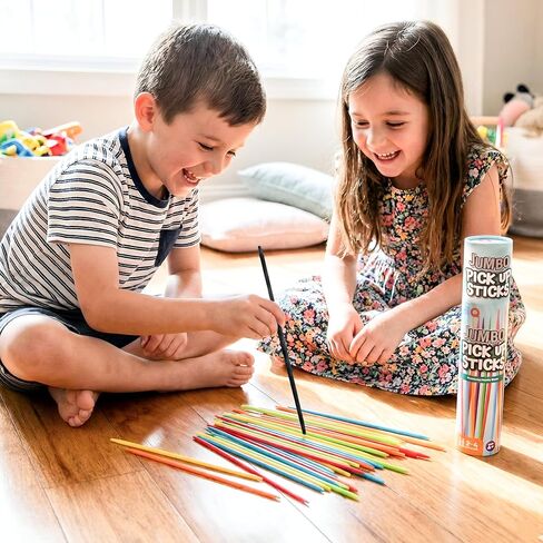 Hi-Q Jumbo Pick Up Sticks Game: 41 Brightly Colored Plastic 9.5" Pick up Sticks in Storage Can, for All Ages! in Kuwait