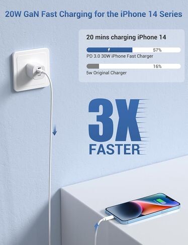 شاحن iPad سريع الشحن [معتمد من MFi]، شاحن سريع Quntis 30W GaN لجهاز iPhone iPad مع كابل USB C إلى Lightning بطول 6.6FT متوافق مع iPad Pro/iPad Air/iPhone 14/14 Pro/14 Pro Max/13/12/11/XS in Kuwait