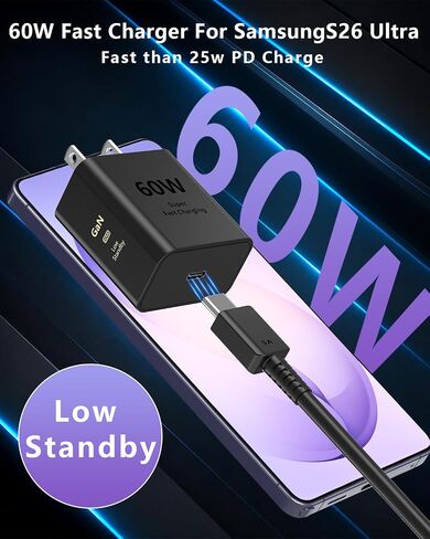 Samsung USB-C Super Fast Charging, 2Pack MITSUGAWA 25W Power Delivery Fast Wall Charger(2Pack 5FT USB-C Cable is included), for Galaxy S22/S21+/Ultra/Note10/20/Z Fold 3/Flip 3/S10/9/8, iPad Pro, Pixel in Kuwait