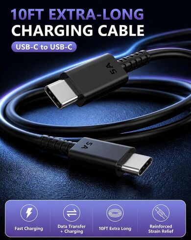 Samsung USB-C Super Fast Charging, 2Pack MITSUGAWA 25W Power Delivery Fast Wall Charger(2Pack 5FT USB-C Cable is included), for Galaxy S22/S21+/Ultra/Note10/20/Z Fold 3/Flip 3/S10/9/8, iPad Pro, Pixel in Kuwait