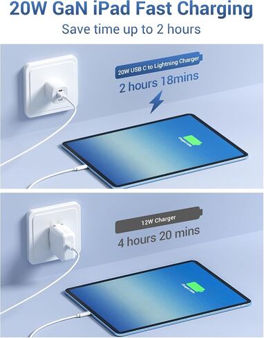شاحن iPad سريع الشحن [معتمد من MFi]، شاحن سريع Quntis 30W GaN لجهاز iPhone iPad مع كابل USB C إلى Lightning بطول 6.6FT متوافق مع iPad Pro/iPad Air/iPhone 14/14 Pro/14 Pro Max/13/12/11/XS in Kuwait