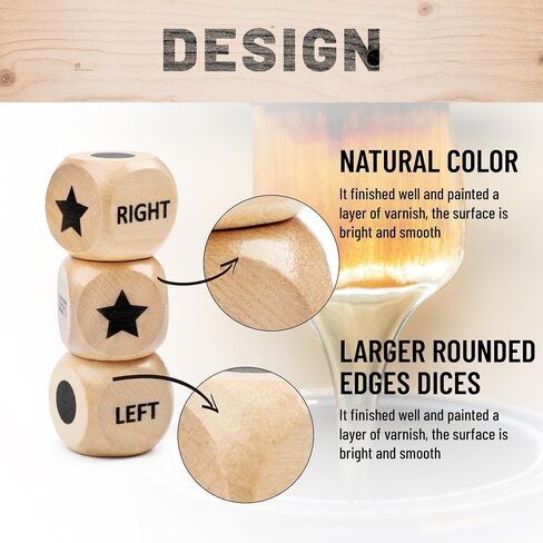 Pagather Left Right Roll Dice Game Set, Wooden Box with 3 Dice & 48 Chips in Kuwait