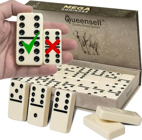 Queensell Dominos Set for Adults, Double 6 Dominoes Set with 28 Tiles in Wooden Case, Classic Dominoes, Family Board Game for Kids & Adults, Travel Game for Family Game Night, Juegos de Mesa in Saudi Arabia