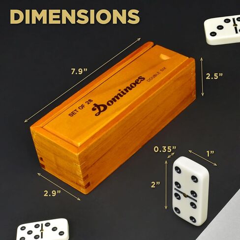 Queensell Dominos Set for Adults, Double 6 Dominoes Set with 28 Tiles in Wooden Case, Classic Dominoes, Family Board Game for Kids & Adults, Travel Game for Family Game Night, Juegos de Mesa in Saudi Arabia
