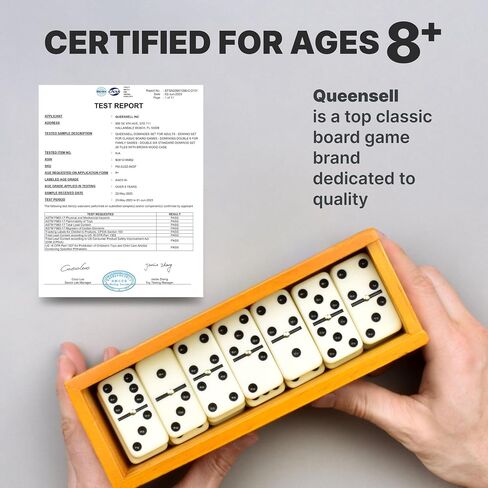 Queensell Dominos Set for Adults, Double 6 Dominoes Set with 28 Tiles in Wooden Case, Classic Dominoes, Family Board Game for Kids & Adults, Travel Game for Family Game Night, Juegos de Mesa in Saudi Arabia
