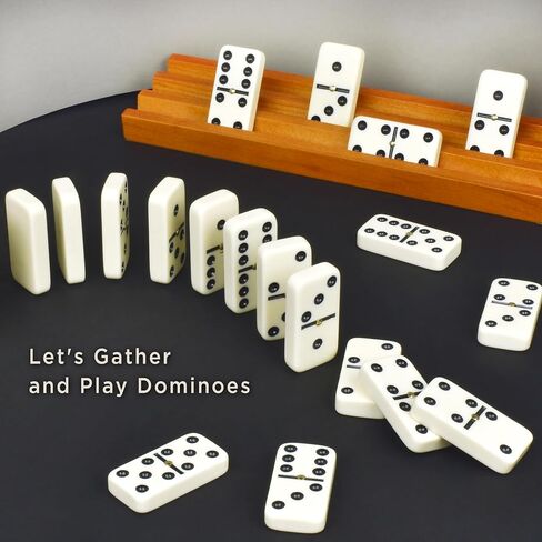Queensell Dominos Set for Adults, Double 6 Dominoes Set with 28 Tiles in Wooden Case, Classic Dominoes, Family Board Game for Kids & Adults, Travel Game for Family Game Night, Juegos de Mesa in Saudi Arabia