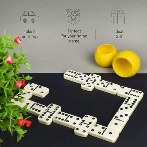 Queensell Dominos Set for Adults, Double 6 Dominoes Set with 28 Tiles in Wooden Case, Classic Dominoes, Family Board Game for Kids & Adults, Travel Game for Family Game Night, Juegos de Mesa in Saudi Arabia