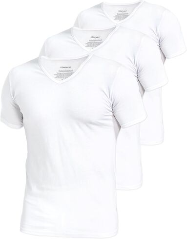Comfneat Men's 3-Pack Undershirts Cotton Spandex Stretchy Comfy V-Neck T-Shirts in Saudi Arabia
