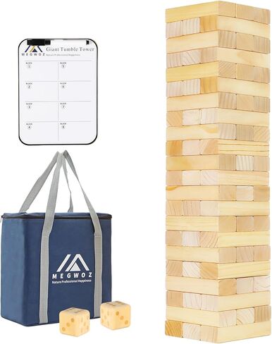 Megwoz Giant Tumble Tower Games for Kids and Adults 57 Blocks New Zealand Pine Wooden Blocks Stacking to Over 4.2FT Family Game for Indoors Outdoors Yard Games for Family in Kuwait