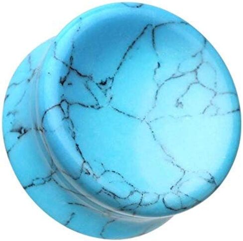 Covet Jewelry Concave Turquoise Howlite Stone Double Flared Ear Gauge Plug in Kuwait