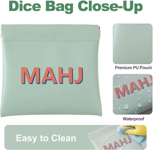 Natural Green Aventurine Mahjong Dice Set with MAHJ Bag in Saudi Arabia
