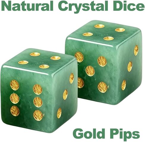 Natural Green Aventurine Mahjong Dice Set with MAHJ Bag in Saudi Arabia